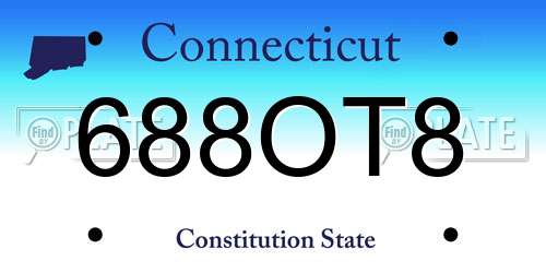 688OT8 Connecticut License Plate