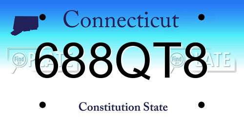 688QT8 Connecticut License Plate