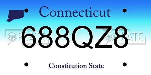 688QZ8 Connecticut License Plate