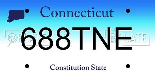 688TNE Connecticut License Plate