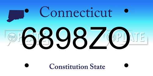 6898ZO Connecticut License Plate