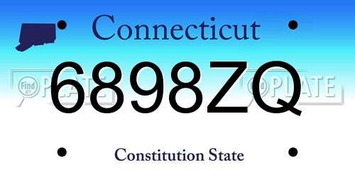 6898ZQ Connecticut License Plate