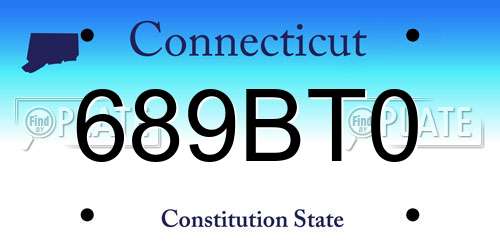 689BT0 Connecticut License Plate