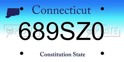 689SZ0 Connecticut License Plate