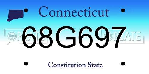 68G697 Connecticut License Plate