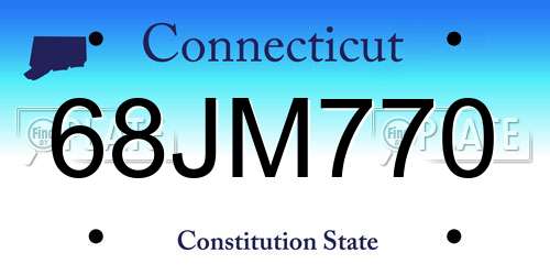 68JM770 Connecticut License Plate
