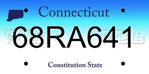 68RA641 Connecticut License Plate