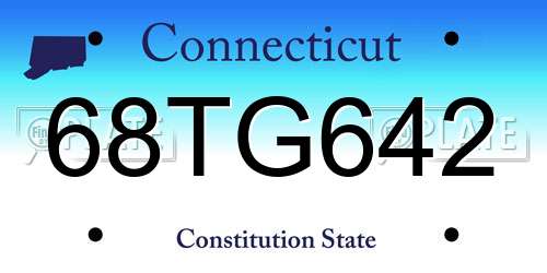 68TG642 Connecticut License Plate