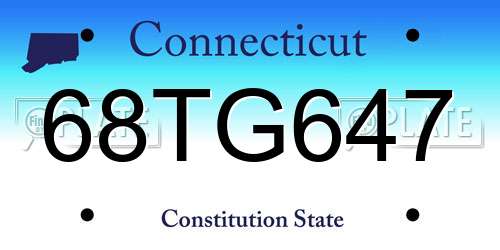 68TG647 Connecticut License Plate