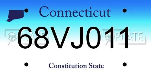 68VJ011 Connecticut License Plate