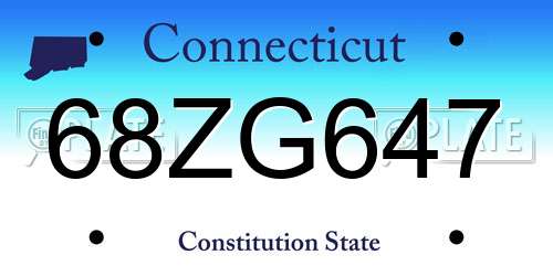 68ZG647 Connecticut License Plate