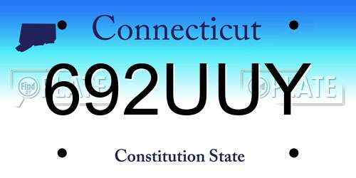 692UUY Connecticut License Plate
