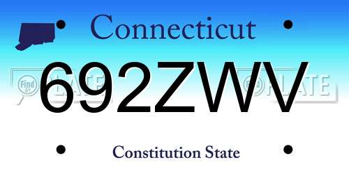 692ZWV Connecticut License Plate