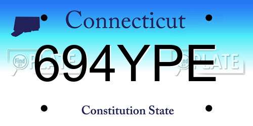 694YPE Connecticut License Plate