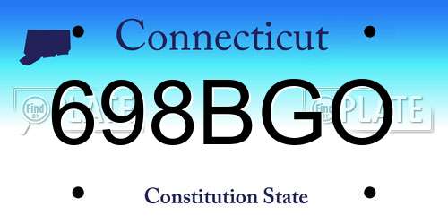 698BGO Connecticut License Plate