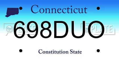 698DUO Connecticut License Plate