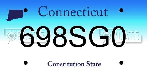 698SG0 Connecticut License Plate