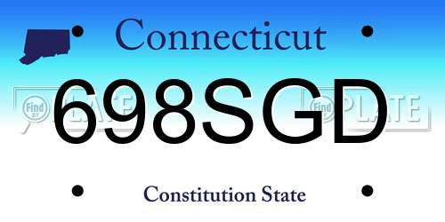 698SGD Connecticut License Plate