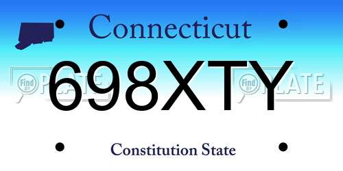 698XTY Connecticut License Plate