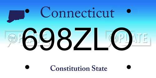 698ZLO Connecticut License Plate