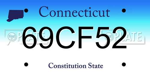 69CF52 Connecticut License Plate