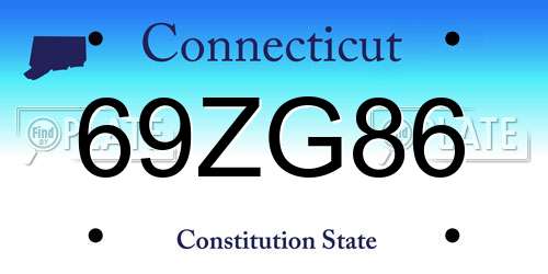 69ZG86 Connecticut License Plate