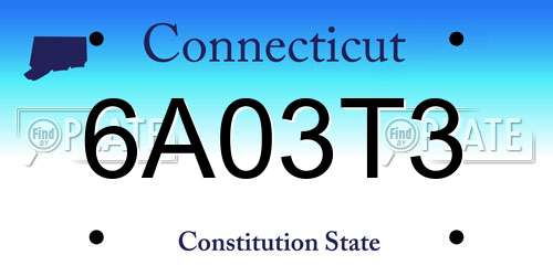 6A03T3 Connecticut License Plate