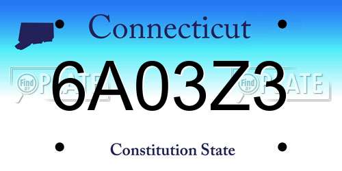 6A03Z3 Connecticut License Plate