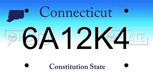 6A12K4 Connecticut License Plate