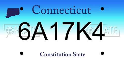 6A17K4 Connecticut License Plate