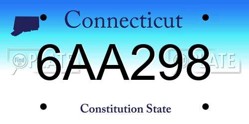 6AA298 Connecticut License Plate