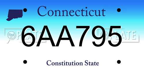 6AA795 Connecticut License Plate