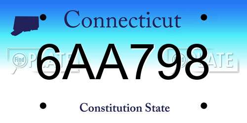 6AA798 Connecticut License Plate