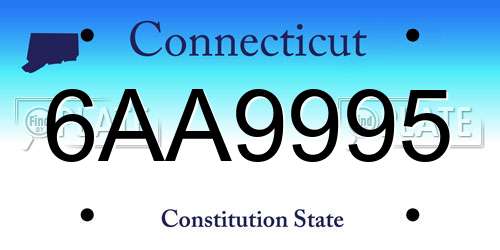 6AA9995 Connecticut License Plate