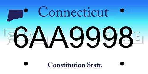 6AA9998 Connecticut License Plate