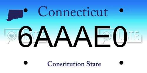 6AAAE0 Connecticut License Plate