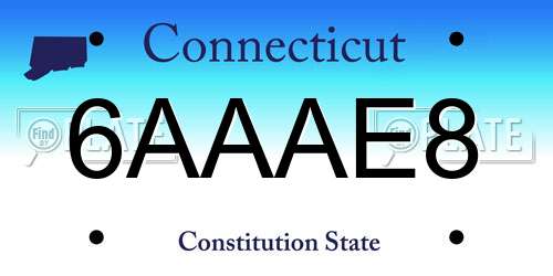 6AAAE8 Connecticut License Plate