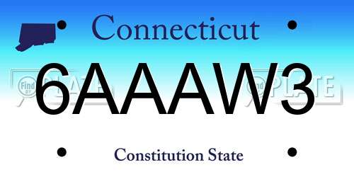 6AAAW3 Connecticut License Plate
