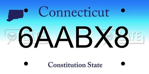 6AABX8 Connecticut License Plate