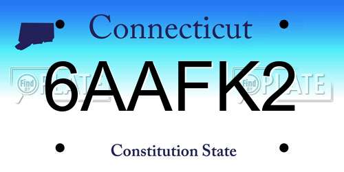 6AAFK2 Connecticut License Plate