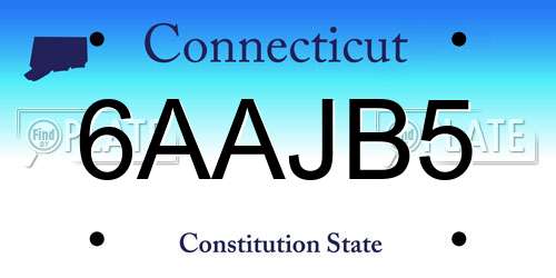 6AAJB5 Connecticut License Plate