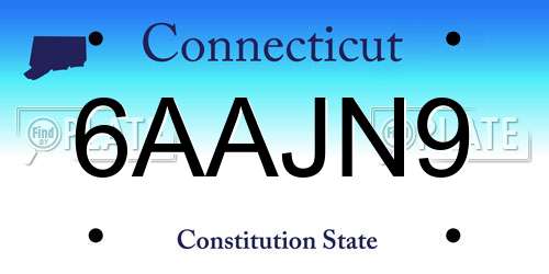 6AAJN9 Connecticut License Plate