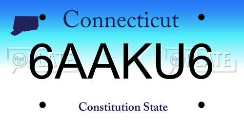 6AAKU6 Connecticut License Plate