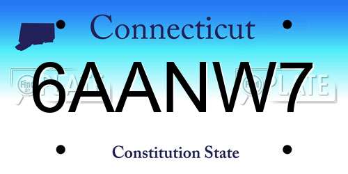 6AANW7 Connecticut License Plate