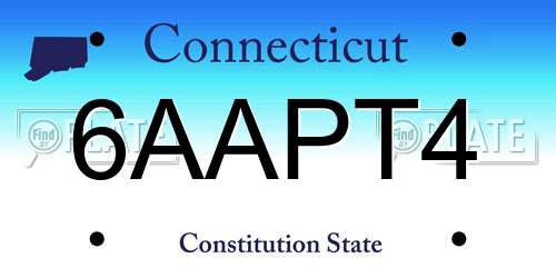 6AAPT4 Connecticut License Plate
