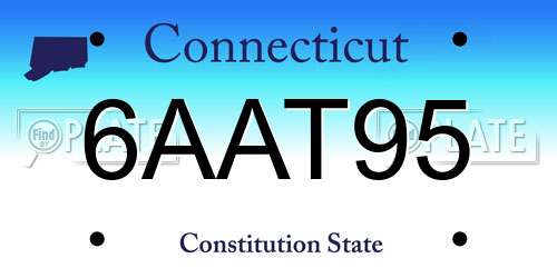 6AAT95 Connecticut License Plate