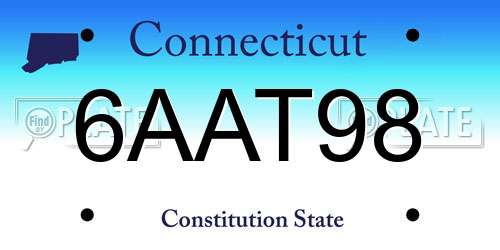 6AAT98 Connecticut License Plate