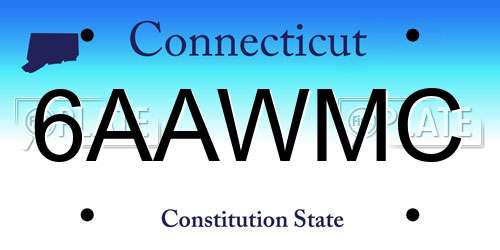 6AAWMC Connecticut License Plate