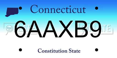 6AAXB9 Connecticut License Plate