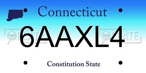 6AAXL4 Connecticut License Plate